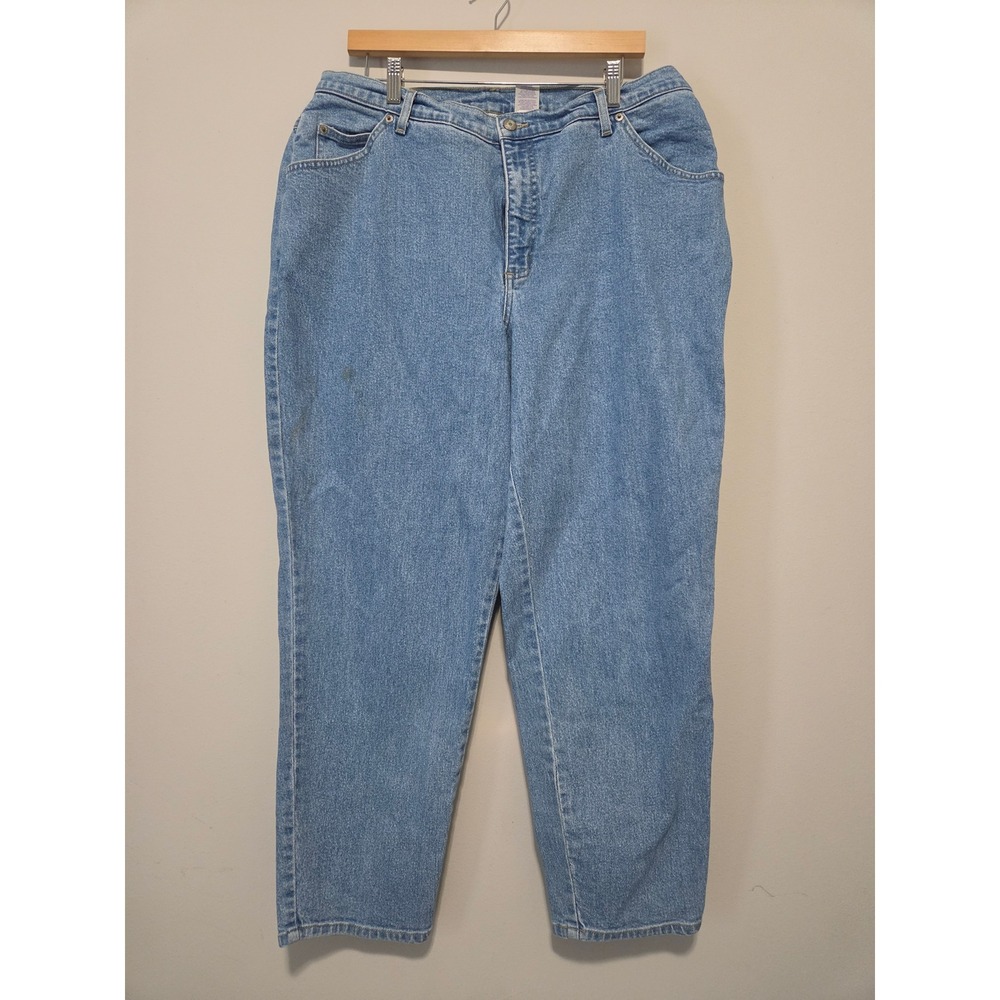 Just My Size Women Light Wash Stretch Tapered Jeans 20W Petite Blue High Rise